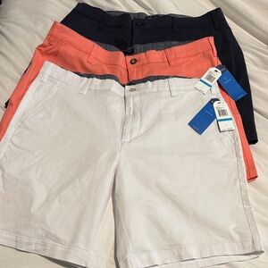 Nautica Flex Shorts in Coral and White and navy